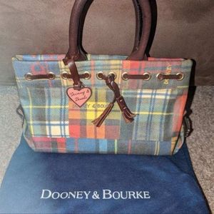 Dooney & Burke Madras Ladybug Plaid tassle bag